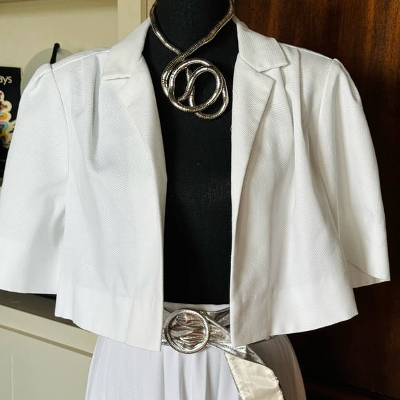 Vintage White Crop Open‎ Jacket - Picture 1 of 7